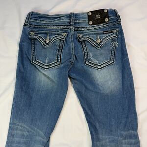 Miss Me Jeans Womens 29x31 Blue Denim JS5014B32 Boot Mid Rise Y2K HEMMED
